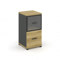 Concept Шкаф 1 узкая секция, 2 ниши CN.STU-212 RPB A Дуб Винченцо/Антрацит/Металл Антрацит/Прозрачны