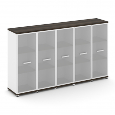 Concept Шкаф 5 узких секций, 3 ниши CN.STU-356 RMW W Дуб Мали/Белый Бриллиант/Металл Белый/Сатин 208