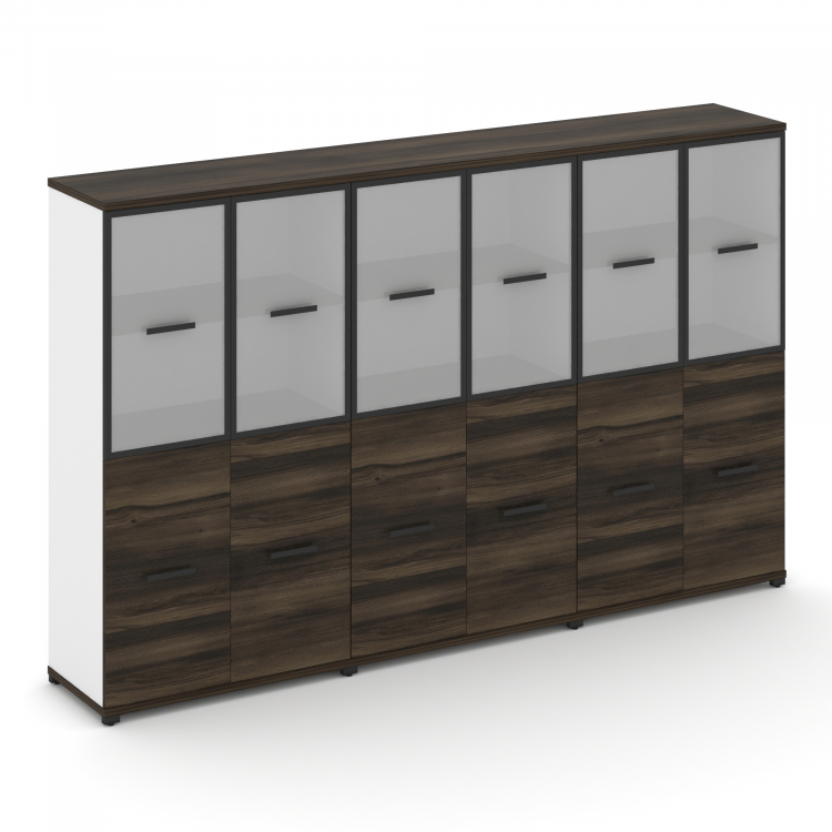 Concept Шкаф 3 широкие секции, 4 ниши CN.STS-432 RMB B Дуб Мали/Белый Бриллиант/Металл Черный/Сатин