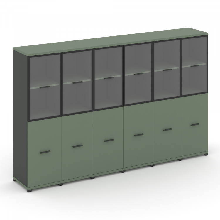 Concept Шкаф 6 узких секций, 4 ниши CN.STU-462 RPB A Кобо/Антрацит/Металл Антрацит/Прозрачный 2500*4