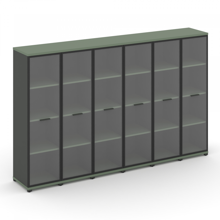 Concept Шкаф 6 узких секций, 4 ниши CN.STU-466 RPB A Кобо/Антрацит/Металл Антрацит/Прозрачный 2500*4