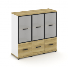 Concept Шкаф 3 узкие секции, 3 ниши CN.STU-332 RMB B Дуб Винченцо/Белый Бриллиант/Металл Черный/Сати