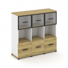 Concept Шкаф 3 узкие секции, 3 ниши CN.STU-335 RPB B Дуб Винченцо/Белый Бриллиант/Металл Черный/Проз