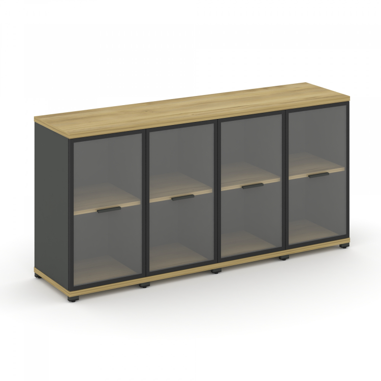 Concept Шкаф 4 узкие секции, 2 ниши CN.STU-243 RPB A Дуб Винченцо/Антрацит/Металл Антрацит/Прозрачны