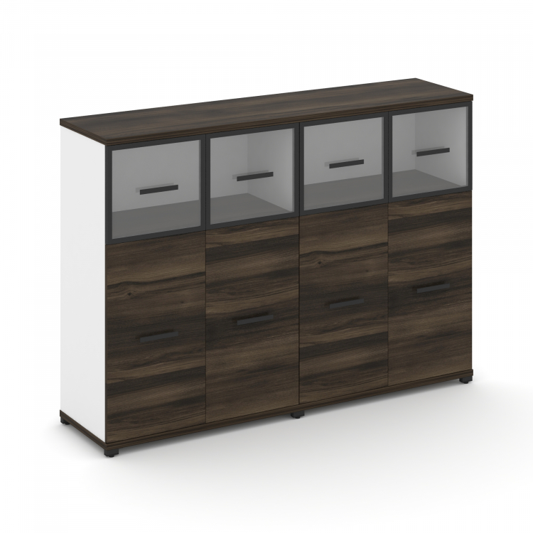 Concept Шкаф 2 широкие секции, 3 ниши CN.STS-324 RPB B Дуб Мали/Белый Бриллиант/Металл Черный/Прозра