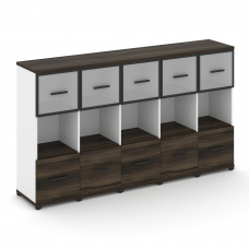 Concept Шкаф 5 узких секций, 3 ниши CN.STU-355 RMB B Дуб Мали/Белый Бриллиант/Металл Черный/Сатин 20