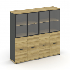 Concept Шкаф 2 широкие секции, 4 ниши CN.STS-422 RPB A Дуб Винченцо/Антрацит/Металл Антрацит/Прозрач