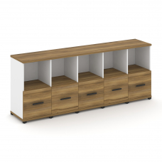 Concept Шкаф 5 узких секций, 2 ниши CN.STU-251 B Сандал Янтарный/Белый Бриллиант/Металл Черный 2084*