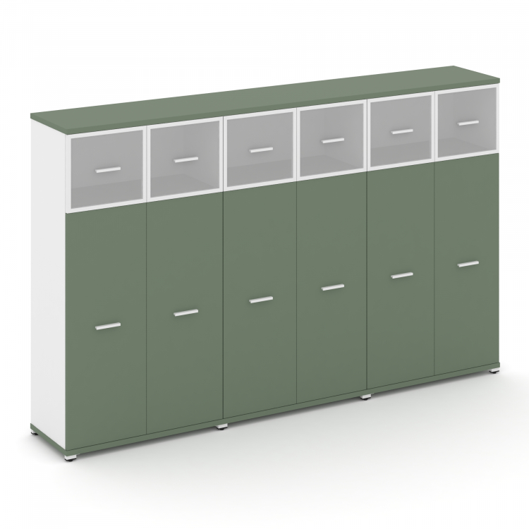 Concept Шкаф 3 широкие секции, 4 ниши CN.STS-434 RMW W Кобо/Белый Бриллиант/Металл Белый/Сатин 2500*