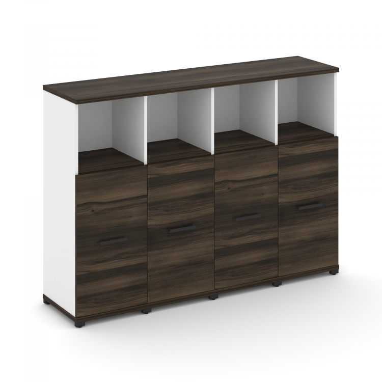 Concept Шкаф 4 узкие секции, 3 ниши CN.STU-343 B Дуб Мали/Белый Бриллиант/Металл Черный 1668*420*118