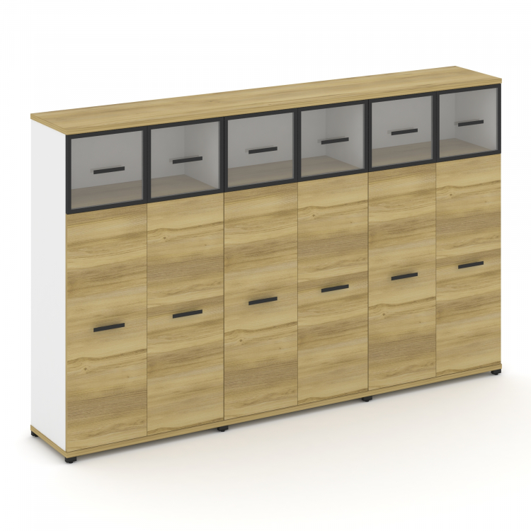 Concept Шкаф 3 широкие секции, 4 ниши CN.STS-434 RPB B Дуб Винченцо/Белый Бриллиант/Металл Черный/Пр