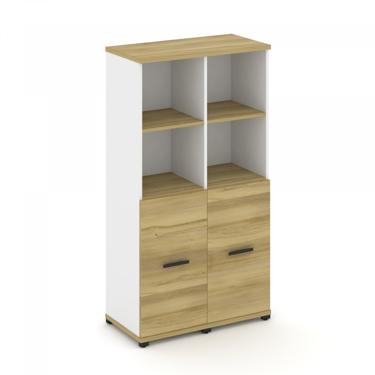 Concept Шкаф 2 узкие секции, 4 ниши CN.STU-421 B Дуб Винченцо/Белый Бриллиант/Металл Черный 836*420*