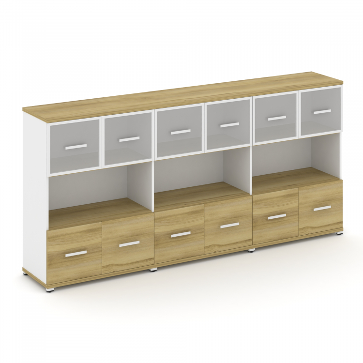 Concept Шкаф 3 широкие секции, 3 ниши CN.STS-335 RMW W Дуб Винченцо/Белый Бриллиант/Металл Белый/Сат