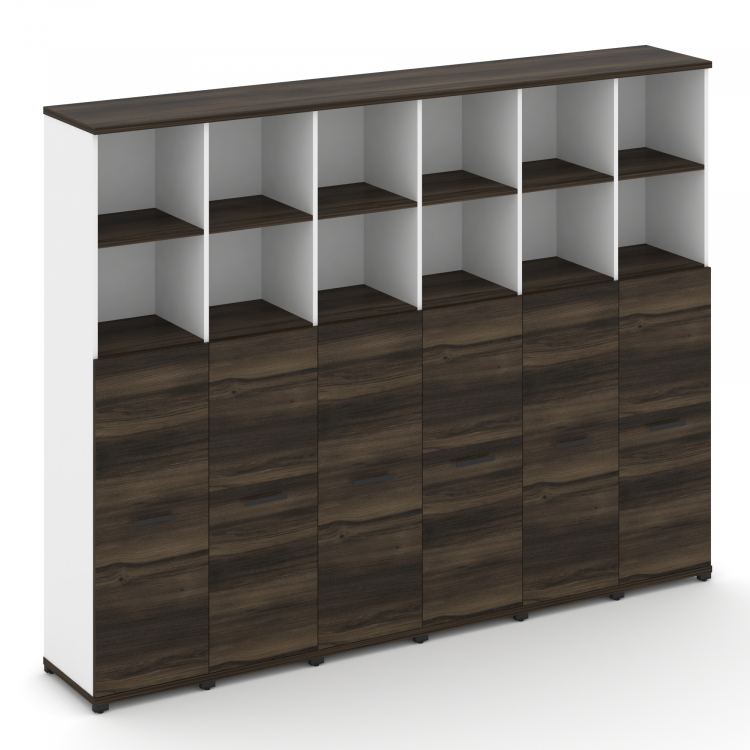 Concept Шкаф 6 узких секций, 5 ниш CN.STU-564 B Дуб Мали/Белый Бриллиант/Металл Черный 2500*420*1922