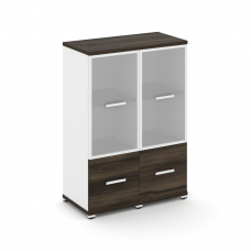 Concept Шкаф 2 узкие секции, 3 ниши CN.STU-322 RMW W Дуб Мали/Белый Бриллиант/Металл Белый/Сатин 836