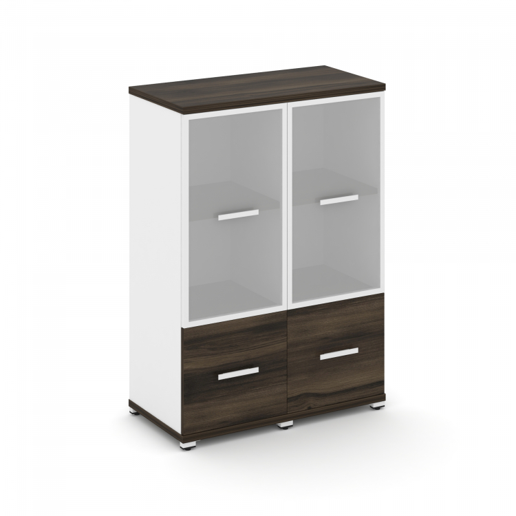 Concept Шкаф 2 узкие секции, 3 ниши CN.STU-322 RMW W Дуб Мали/Белый Бриллиант/Металл Белый/Сатин 836