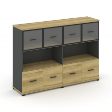 Concept Шкаф 2 широкие секции, 3 ниши CN.STS-325 RPB A Дуб Винченцо/Антрацит/Металл Антрацит/Прозрач