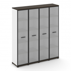 Concept Шкаф 4 узкие секции, 5 ниш CN.STU-548 RMB B Дуб Мали/Белый Бриллиант/Металл Черный/Сатин 166