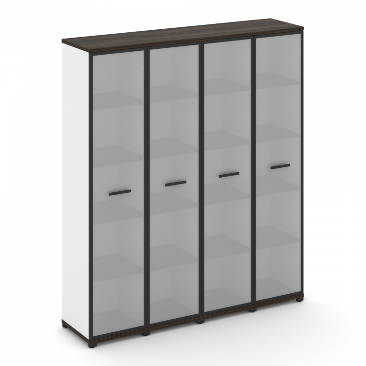 Concept Шкаф 4 узкие секции, 5 ниш CN.STU-548 RMB B Дуб Мали/Белый Бриллиант/Металл Черный/Сатин 166