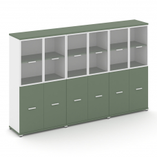 Concept Шкаф 3 широкие секции, 4 ниши CN.STS-432 RPW W Кобо/Белый Бриллиант/Металл Белый/Прозрачный