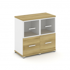 Concept Шкаф 2 узкие секции, 2 ниши CN.STU-222 RPW W Дуб Винченцо/Белый Бриллиант/Металл Белый/Прозр