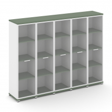 Concept Шкаф 5 узких секций, 4 ниши CN.STU-456 RPW W Кобо/Белый Бриллиант/Металл Белый/Прозрачный 20