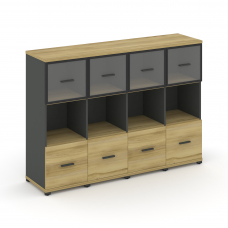 Concept Шкаф 4 узкие секции, 3 ниши CN.STU-345 RPB A Дуб Винченцо/Антрацит/Металл Антрацит/Прозрачны