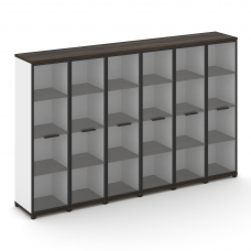 Concept Шкаф 6 узких секций, 4 ниши CN.STU-466 RPB B Дуб Мали/Белый Бриллиант/Металл Черный/Прозрачн