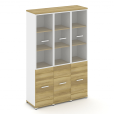 Concept Шкаф 3 узкие секции, 5 ниш CN.STU-532 RPW W Дуб Винченцо/Белый Бриллиант/Металл Белый/Прозра