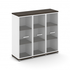 Concept Шкаф 3 узкие секции, 3 ниши CN.STU-336 RPW W Дуб Мали/Белый Бриллиант/Металл Белый/Прозрачны