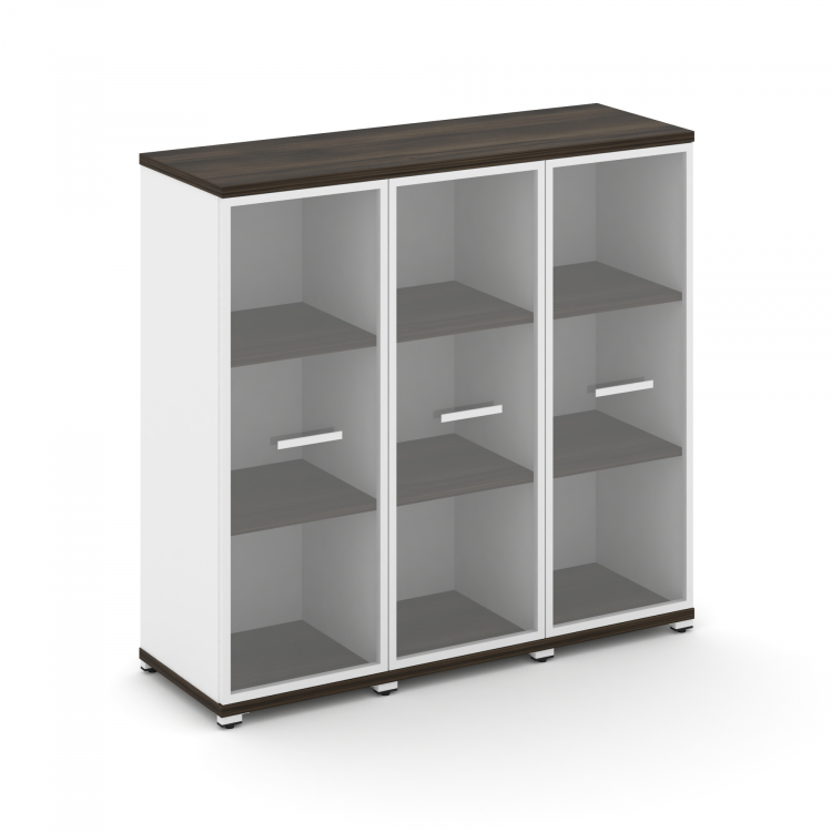 Concept Шкаф 3 узкие секции, 3 ниши CN.STU-336 RPW W Дуб Мали/Белый Бриллиант/Металл Белый/Прозрачны