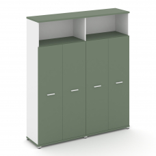 Concept Шкаф 2 широкие секции, 5 ниш CN.STS-526 W Кобо/Белый Бриллиант/Металл Белый 1668*420*1922