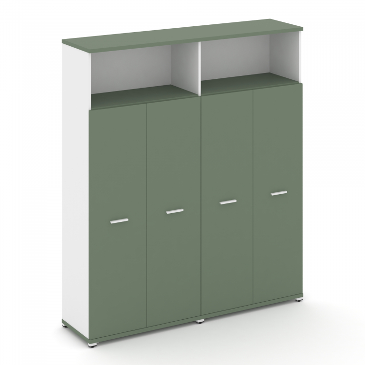 Concept Шкаф 2 широкие секции, 5 ниш CN.STS-526 W Кобо/Белый Бриллиант/Металл Белый 1668*420*1922