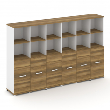 Concept Шкаф 6 узких секций, 4 ниши CN.STU-461 W Сандал Янтарный/Белый Бриллиант/Металл Белый 2500*4