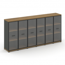 Concept Шкаф 6 узких секций, 3 ниши CN.STU-366 RPB A Сандал Янтарный/Антрацит/Металл Антрацит/Прозра