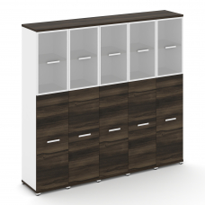 Concept Шкаф 5 узких секций, 5 ниш CN.STU-555 RMW W Дуб Мали/Белый Бриллиант/Металл Белый/Сатин 2084