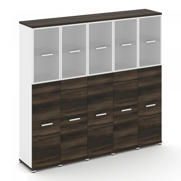 Concept Шкаф 5 узких секций, 5 ниш CN.STU-555 RMW W Дуб Мали/Белый Бриллиант/Металл Белый/Сатин 2084