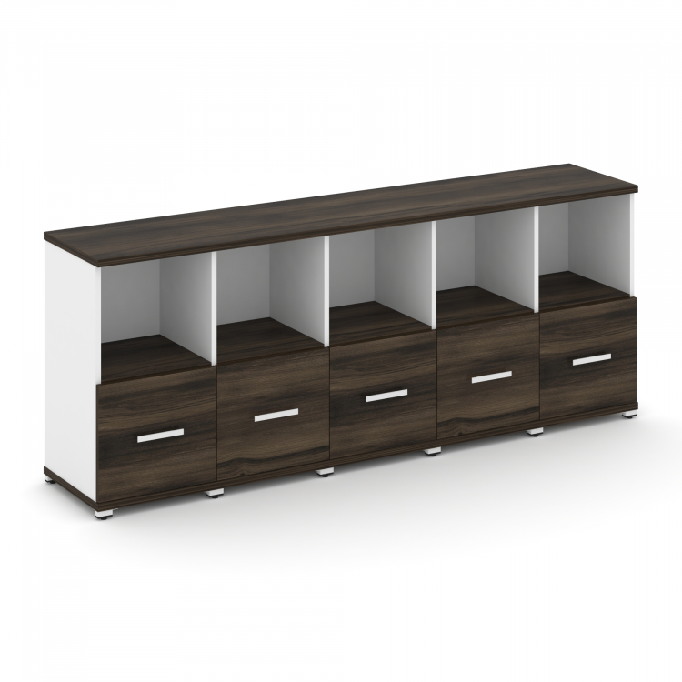 Concept Шкаф 5 узких секций, 2 ниши CN.STU-251 W Дуб Мали/Белый Бриллиант/Металл Белый 2084*420*818