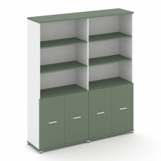 Concept Шкаф 2 широкие секции, 5 ниш CN.STS-521 W Кобо/Белый Бриллиант/Металл Белый 1668*420*1922