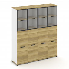 Concept Шкаф 4 узкие секции, 5 ниш CN.STU-545 RPB B Дуб Винченцо/Белый Бриллиант/Металл Черный/Прозр