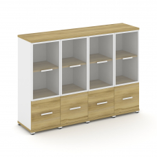 Concept Шкаф 4 узкие секции, 3 ниши CN.STU-342 RPW W Дуб Винченцо/Белый Бриллиант/Металл Белый/Прозр