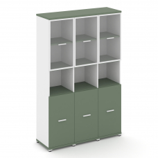 Concept Шкаф 3 узкие секции, 5 ниш CN.STU-533 RPW W Кобо/Белый Бриллиант/Металл Белый/Прозрачный 125