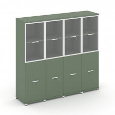 Concept Шкаф 4 узкие секции, 4 ниши CN.STU-442 RPW W Кобо/Металл Белый/Прозрачный 1668*420*1554