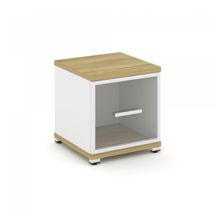 Concept Шкаф 1 узкая секция, 1 ниша CN.STU-113 RPW W Дуб Винченцо/Белый Бриллиант/Металл Белый/Прозр