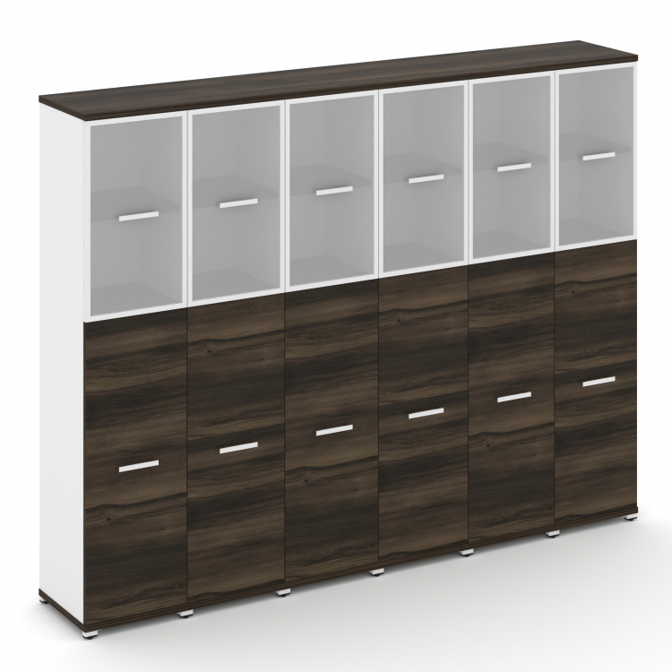 Concept Шкаф 6 узких секций, 5 ниш CN.STU-565 RMW W Дуб Мали/Белый Бриллиант/Металл Белый/Сатин 2500