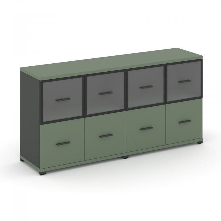 Concept Шкаф 2 широкие секции, 2 нишии CN.STS-222 RPB A Кобо/Антрацит/Металл Антрацит/Прозрачный 166