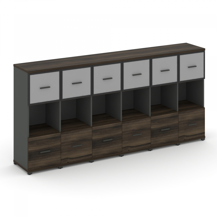 Concept Шкаф 6 узких секций, 3 ниши CN.STU-365 RMB A Дуб Мали/Антрацит/Металл Антрацит/Сатин 2500*42