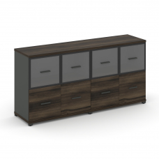 Concept Шкаф 2 широкие секции, 2 нишии CN.STS-222 RPB A Дуб Мали/Антрацит/Металл Антрацит/Прозрачный