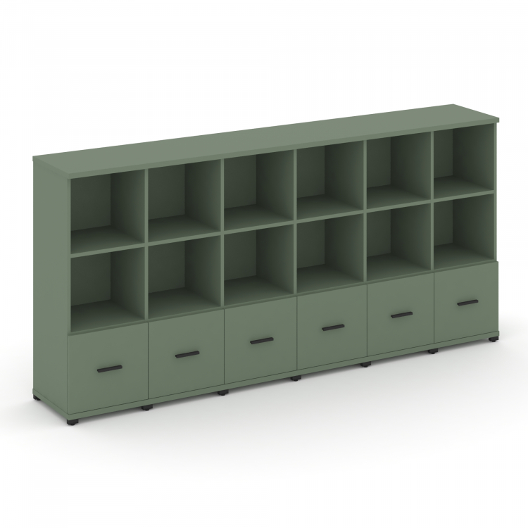 Concept Шкаф 6 узких секций, 3 ниши CN.STU-361 B Кобо/Металл Черный 2500*420*1186