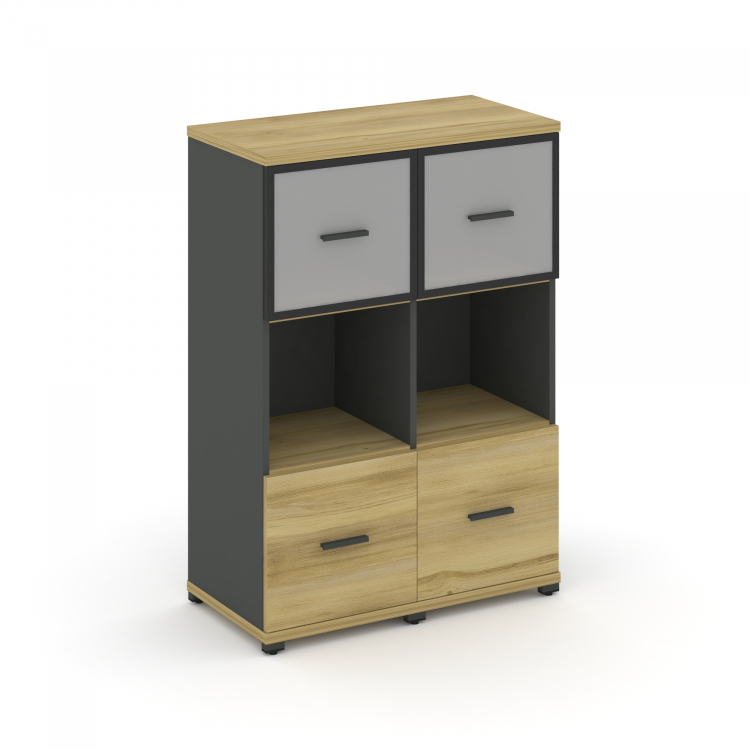 Concept Шкаф 2 узкие секции, 3 ниши CN.STU-325 RMB A Дуб Винченцо/Антрацит/Металл Антрацит/Сатин 836